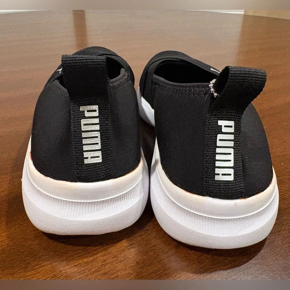 PUMA Adelina Ballerina Black and White Slip-On Lightweight Breathable Sneakers - Picture 6 of 10